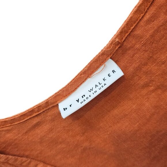 Bryn Walker Womens 100% Linen Colour Block Round Neck Long Tunic Tank, Size XS - Picture 5 of 9